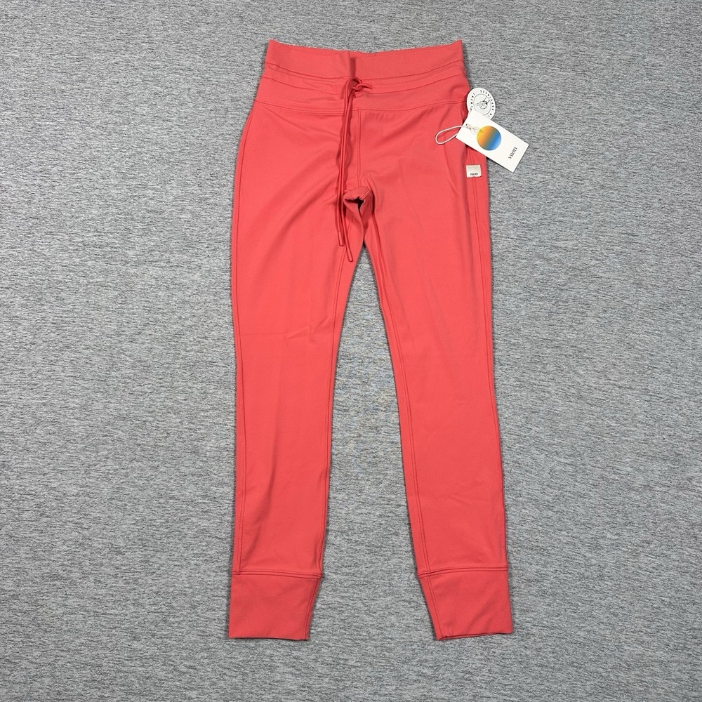 Vuori Daily Form Legging Womens Size Medium Bright Coral Drawstring Stretch NEW
